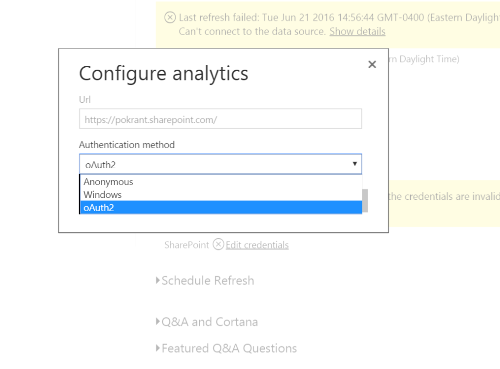 powerbi sharepoint dataset - update password-02